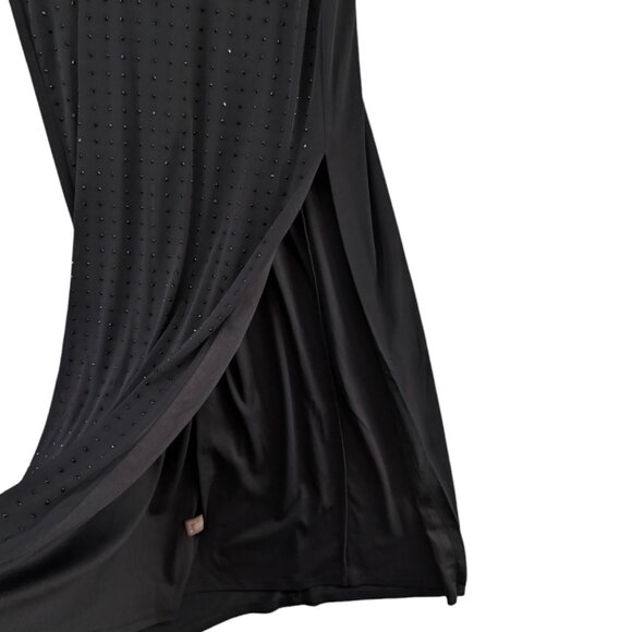 Calvin Klein Studded Maxi Dress Solid Black Cap Sleeve V Neck Sheath Sz 10 - Picture 11 of 11